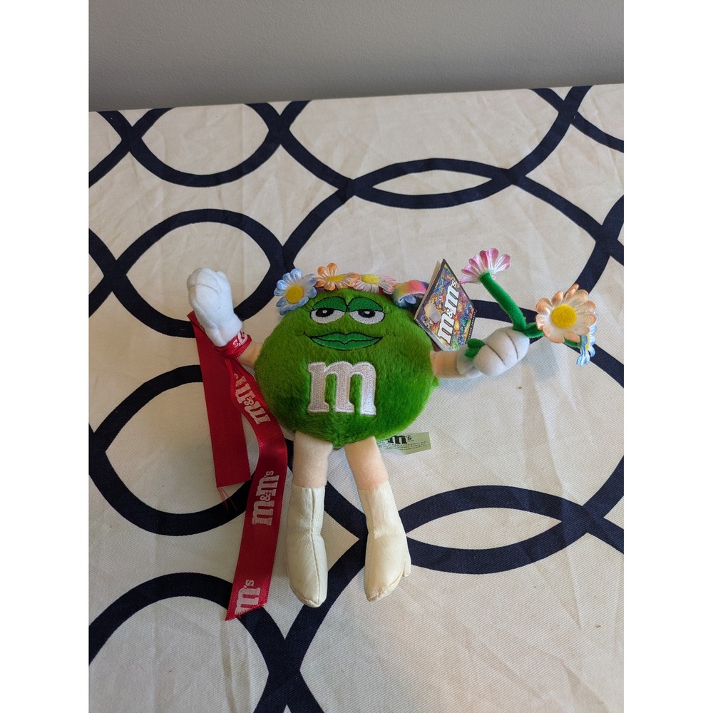 Vintage 2003 M&Ms Green Character Hippie Plush Flower Crown Galerie 91336000